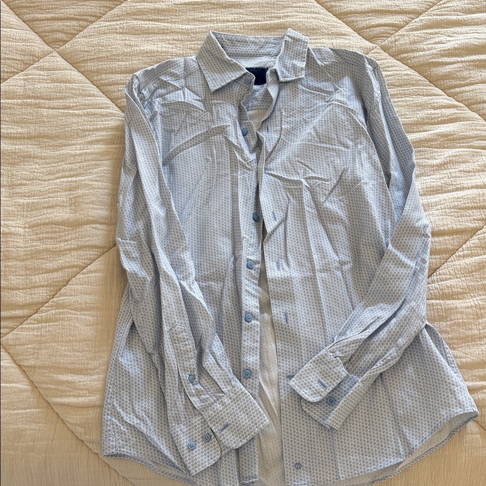 David Donahue Light Blue Patterned Shirt